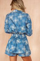 Glynne Blue Soft Denim Embroidered Playsuit