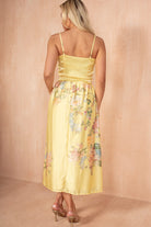 Goldie Soft Yellow Floral Strappy Midi Dress
