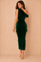 Gosia Green Velvet Off The Shoulder Dress
