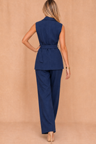 Gracella Navy Belted Tailored Waistcoat