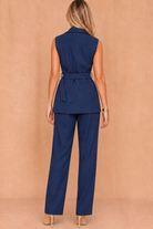 Gracella Navy Belted Tailored Waistcoat