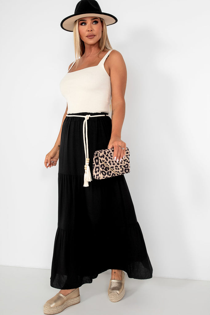 Gracelynn Black Tiered Skirt
