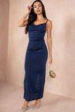 Graciela Navy Cowl Neck Dress