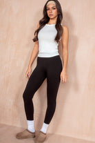 Grainne Black Ribbed Leggings