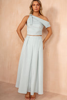Grainne Duck Egg Pleated Midi Skirt