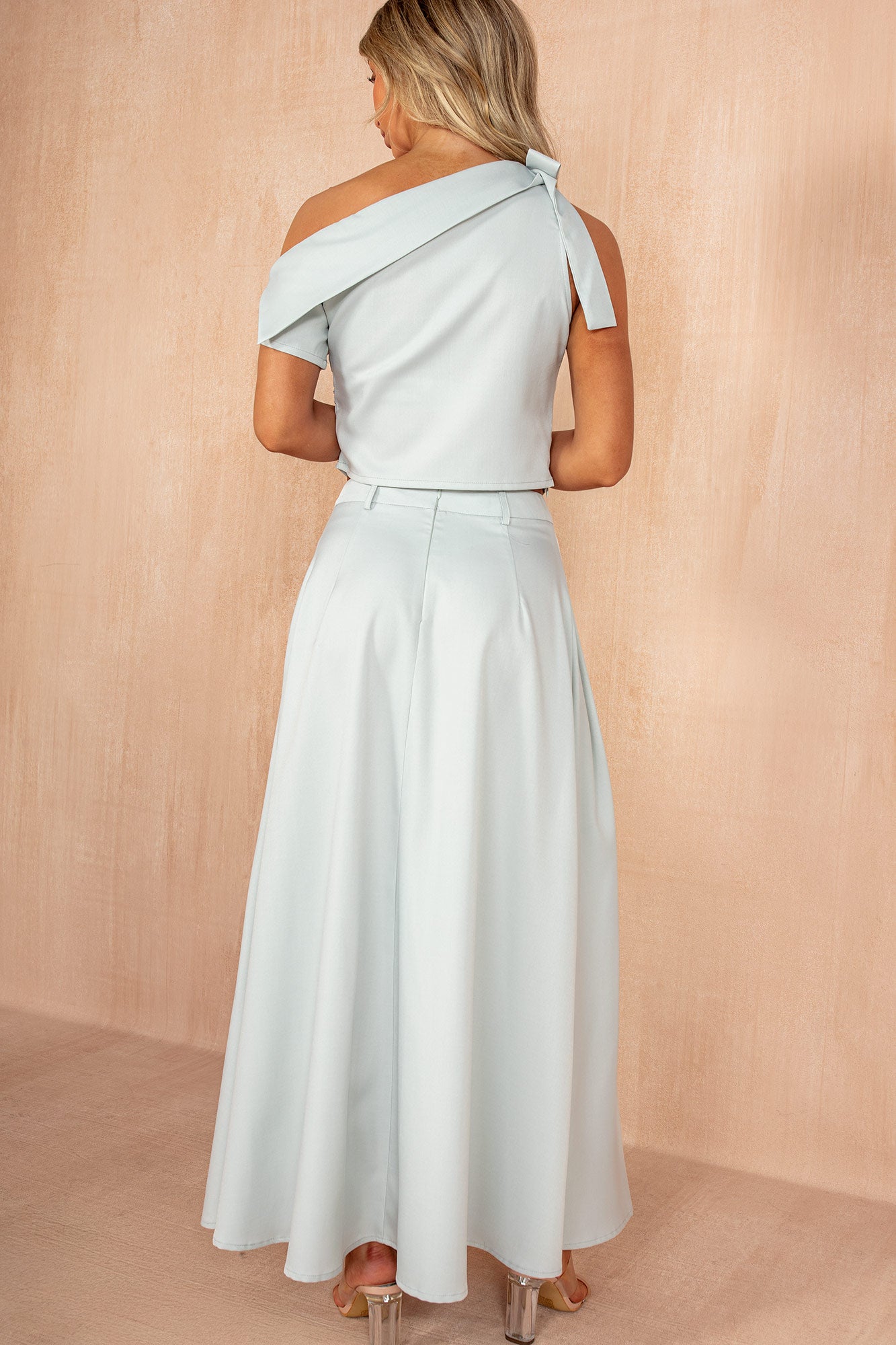 Grainne Duck Egg Pleated Midi Skirt