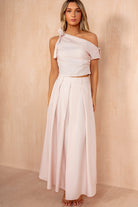 Grainne Pink Pleated Midi Skirt