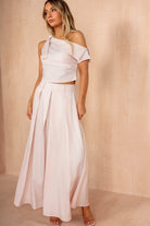 Grainne Pink Pleated Midi Skirt