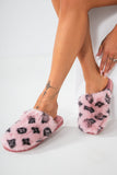 Grayce Dusty Pink Faux Fur Slippers