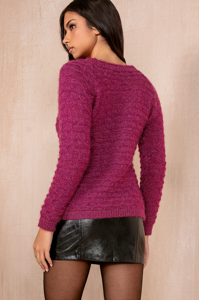 Gretal Purple Fluffy Knit Jumper