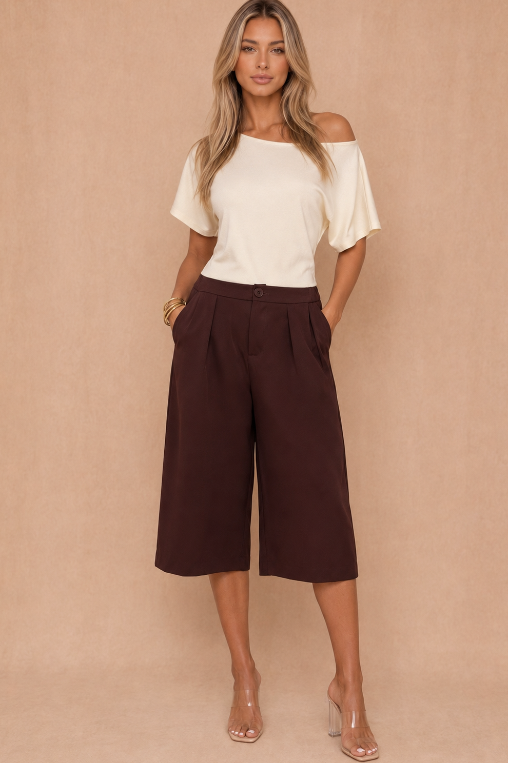 Gretchen Burgundy Tailored Culotte Trousers