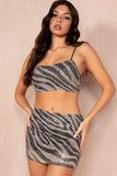 Gretta Zebra Print Sequin Top