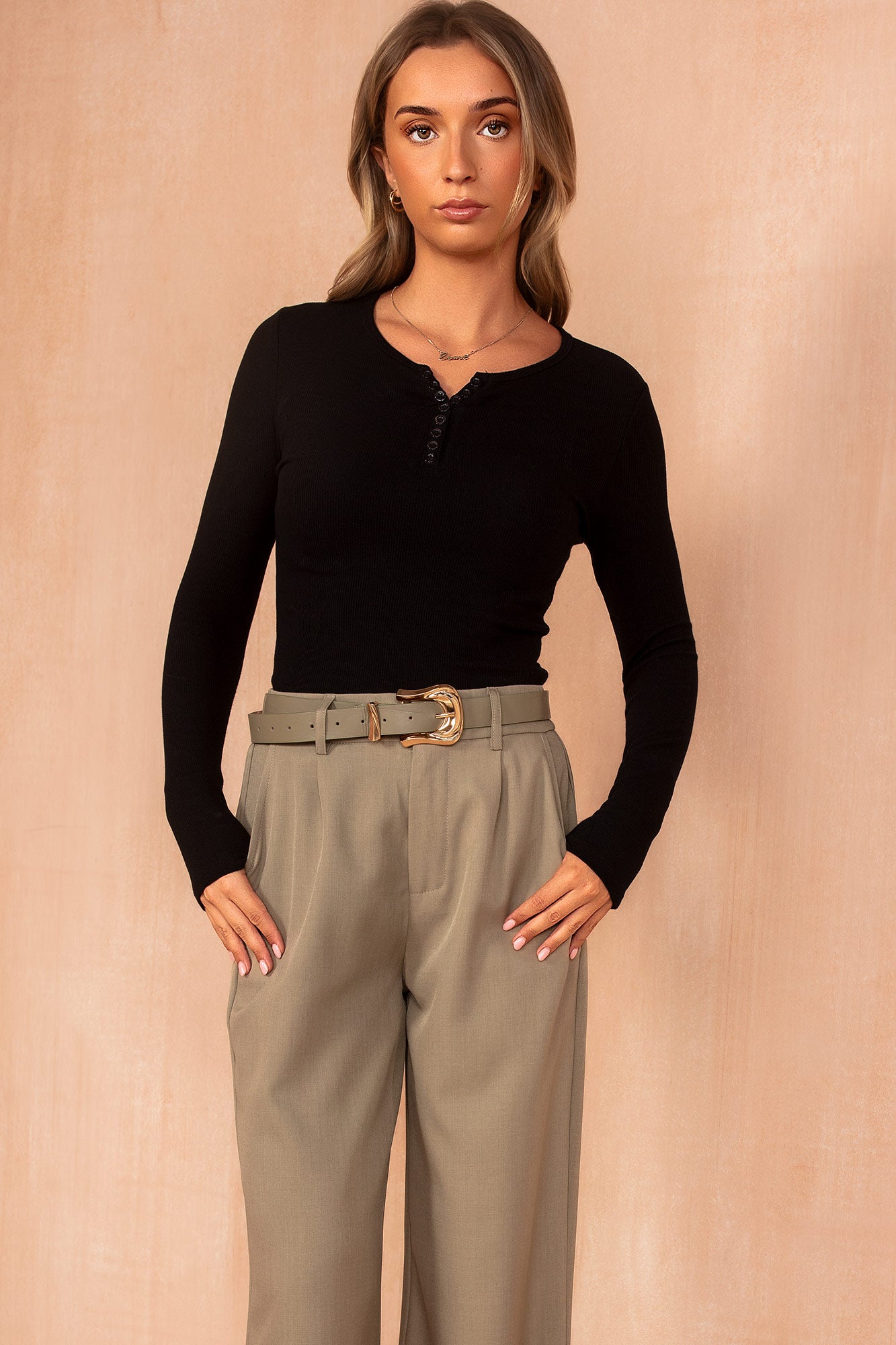 Griselda Black Ribbed Top