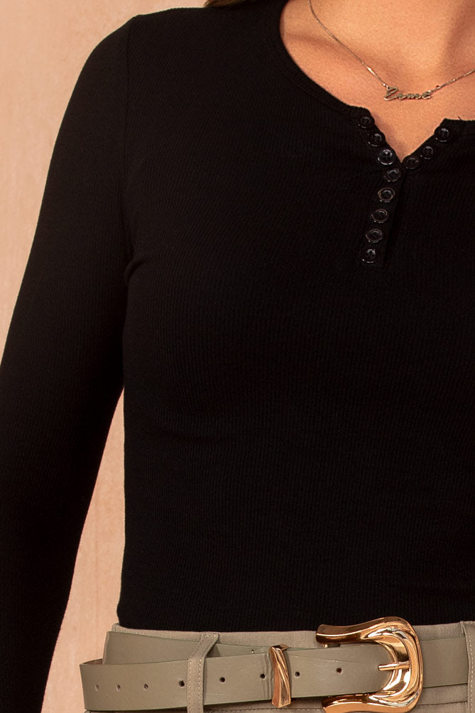Griselda Black Ribbed Top