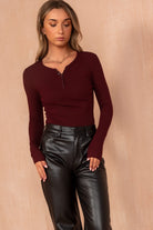 Griselda Burgundy Ribbed Top