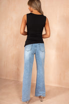 Gwyneth Black Sleeveless Asymmetric Top