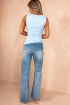 Gwyneth Blue Sleeveless Asymmetric Top