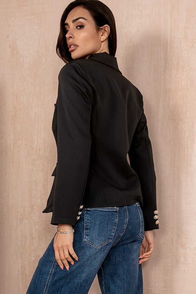 Haddie Black Button Detail Blazer