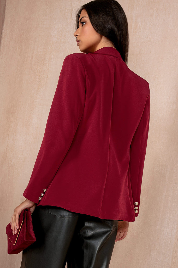 Haddie Burgundy Button Detail Blazer