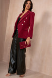 Haddie Burgundy Button Detail Blazer