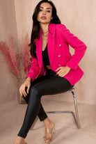 Haddie Fuchsia Button Detail Blazer