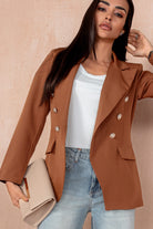 Haddie Tan Button Detail Blazer