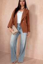 Haddie Tan Button Detail Blazer