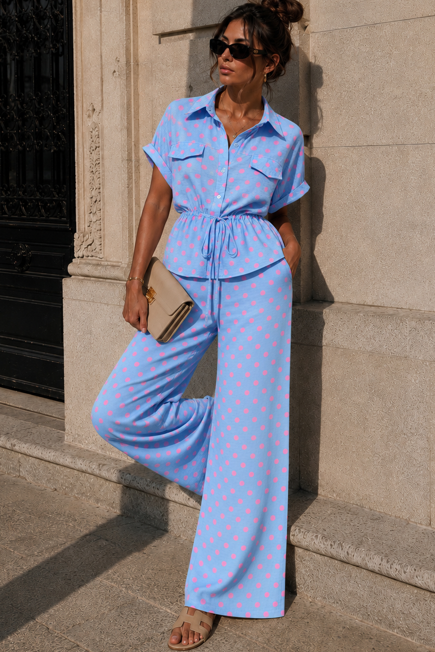 Haden Blue and Pink Polka Dot Co Ord