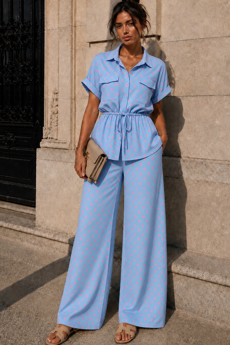 Haden Blue and Pink Polka Dot Co Ord