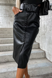 Hadley Black Faux Leather Skirt