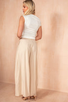 Haidee Stone Pleated Fold Over Trousers