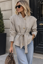 Haidyn Taupe Striped Structured Jacket