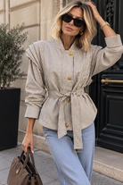 Haidyn Taupe Striped Structured Jacket
