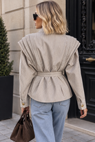 Haidyn Taupe Striped Structured Jacket
