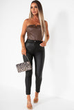 Halle Chocolate Faux Leather Bodysuit