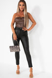 Halle Chocolate Faux Leather Bodysuit