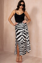 Hallie Black and Cream Print Skirt