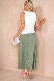 Hana Khaki Pleated Maxi Skirt