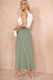 Hana Khaki Pleated Maxi Skirt