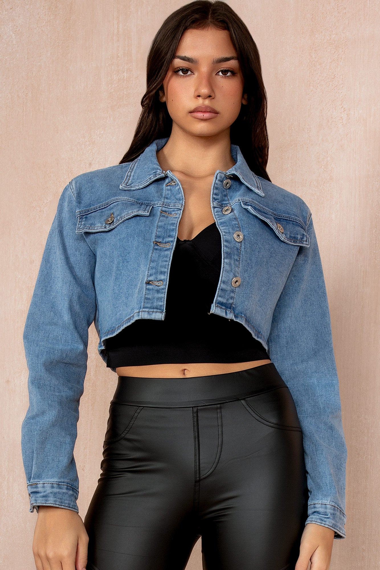 Harlem Blue Denim Cropped Jacket