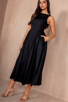 Harlow Black Cotton Midi Dress