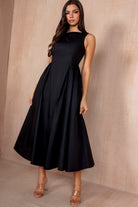 Harlow Black Cotton Midi Dress