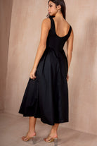 Harlow Black Cotton Midi Dress