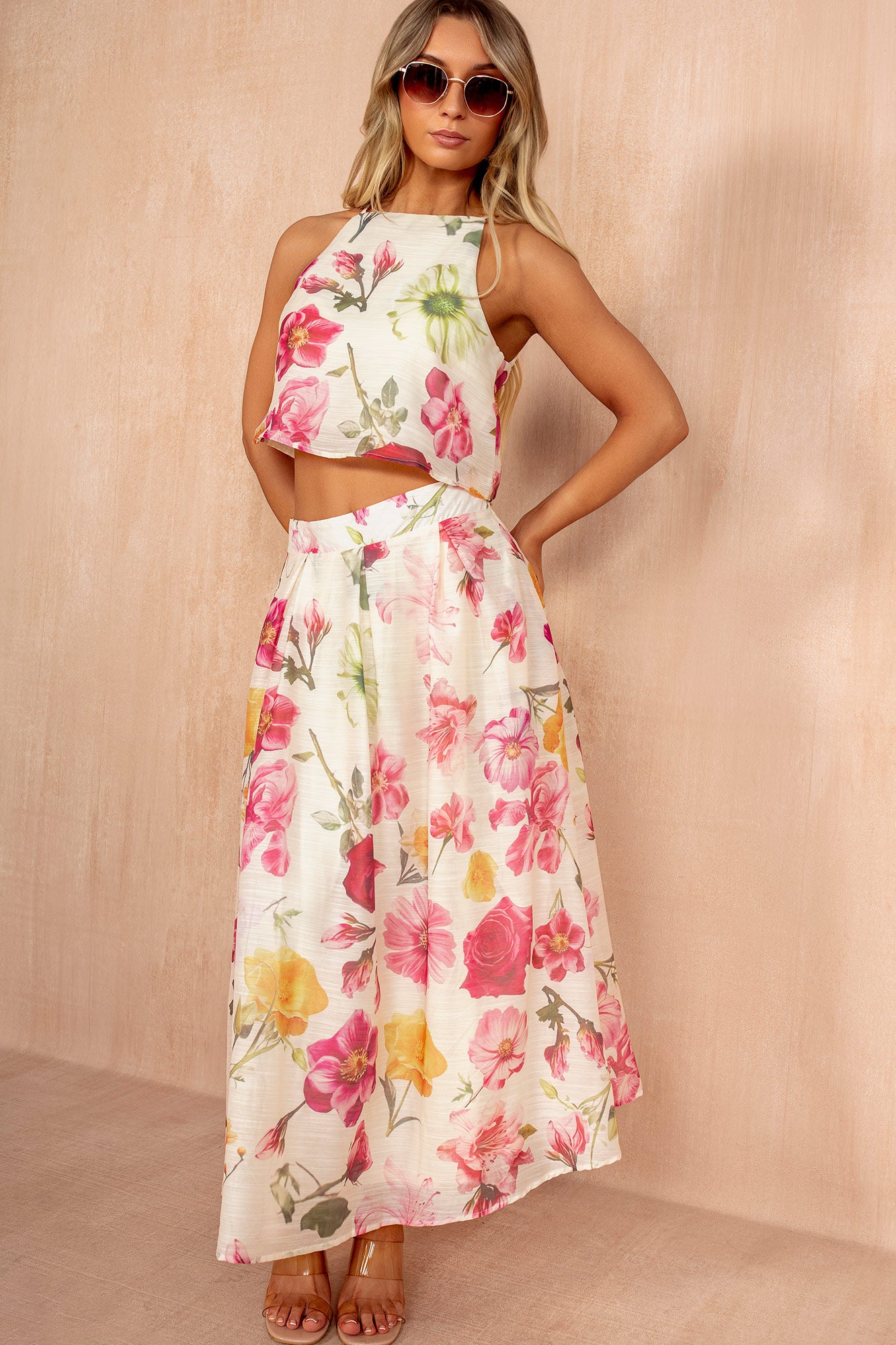 Harlow Multi Floral Racer Neck Top