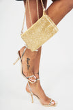 Glamorous Harlynn Gold Patent Barely There Heels