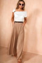 Harper Camel Belted Wide Leg Trousers