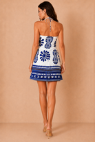 Harrie Navy Boho Border Print Mini Dress