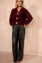 Hartley Burgundy Fluffy Cardigan
