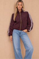 Hartlyn Burgundy Striped Jacket