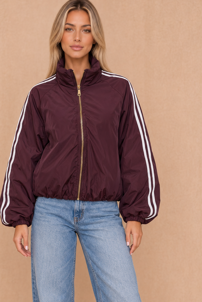 Hartlyn Burgundy Striped Jacket